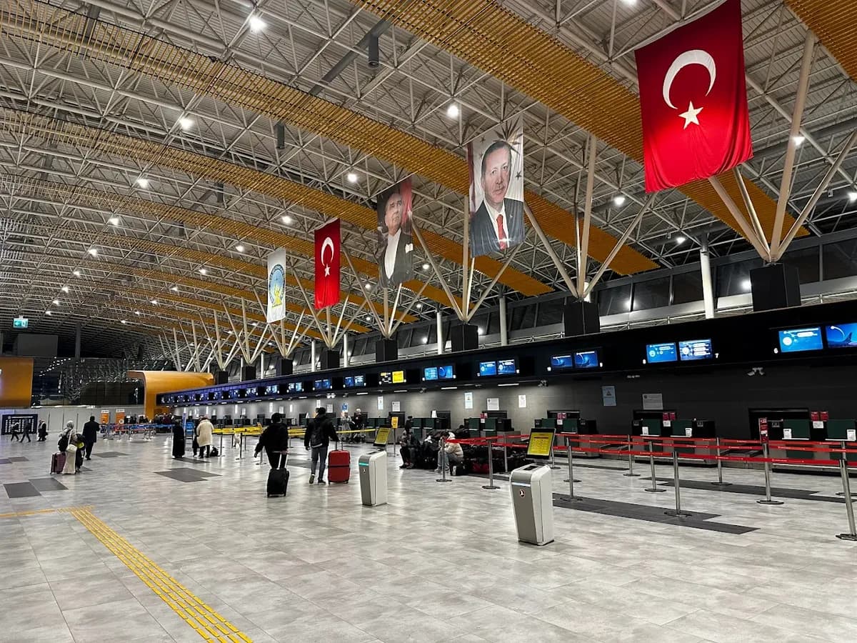 Kayseri Erkilet Airport terminal interior — departures hall 2026